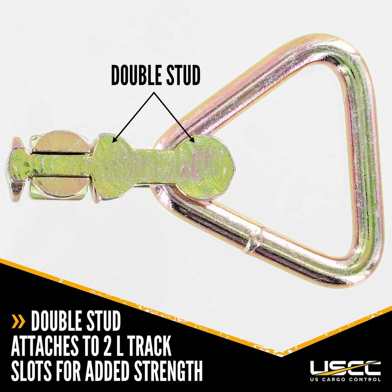 US Cargo Control Double Stud L Track Fitting with Delta Link (10 Pack), 5,000 LBS Break Strength, Use with L Track Rails in Truck Bed or Trailer, Automatic Locking with Spring Release - Image 3